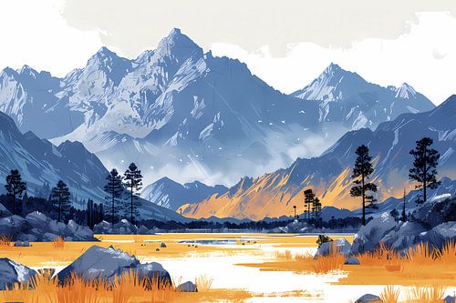 Zonsondergang bij Bergmeer in Blauwtonen