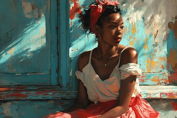 Portrait d'une jeune femme aux couleurs pastel sur Studio Allee