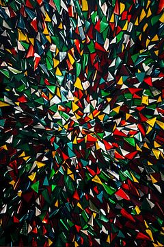 Kleurrijk abstract kunstwerk met geometrische vormen van De Muurdecoratie