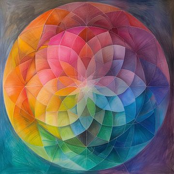 Lotus des Seins: Ein farbenfrohes abstraktes Rad von Surreal Media