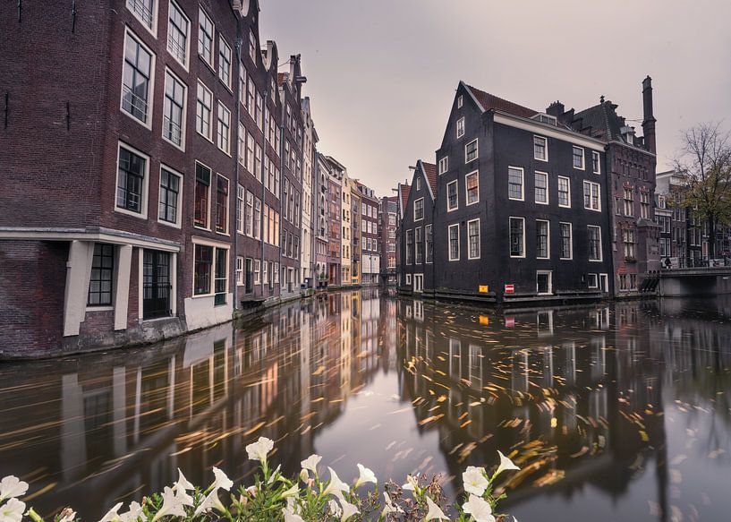 Schöne Spiegelung an einem Kanal in Amsterdam von Nick de Jonge - Skeyes