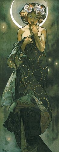 Der Mond und die Sterne - Jugendstil - Alfons Mucha