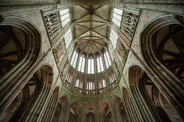A close-up of the architecture of the cathedral in Mont Saint Michel in France. Wout Cook One2exhibi by Wout Kok