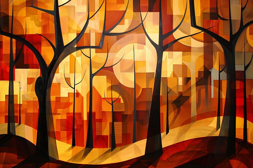 Urban trees in abstract autumn colours by Art & Soul Creations