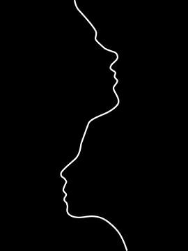 Twee gezichten, zwart van Kemona art