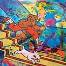 Tintin et Bobbie dans les escaliers par Frans Mandigers Aperçu