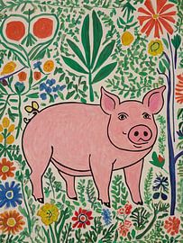 Pig In The Garden Style Henri Matisse by TOAN TRAN
