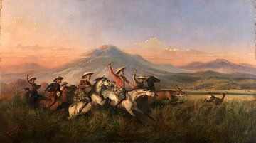 Six Horsemen Chasing Deer, Raden Saleh.