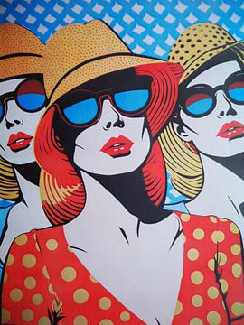 Pop Art Portret drie vrouwen retro zomer graphic van gm_designs
