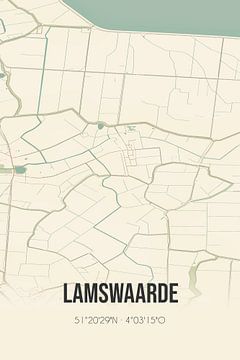 Vintage landkaart van Lamswaarde (Zeeland) van Rezona