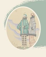 Autumn Walk | Art Deco Fashion Print | Countryside with light tones |.