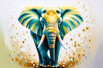 Abstrakter Elefant mit Facetten von Imperial Art House