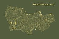 Waterkaart van Westfriesland in Groen en Goud van Maps Are Art thumbnail