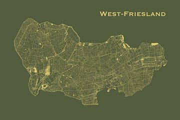 Waterkaart van Westfriesland in Groen en Goud van Maps Are Art