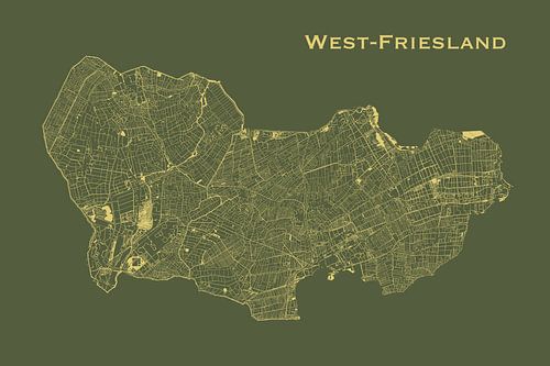 Waterkaart van Westfriesland in Groen en Goud