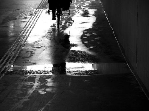 In the reflection through the tunnel