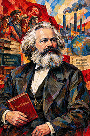 Schilderij van Karl Marx – Historisch materialisme en sociale rechtvaardigheid