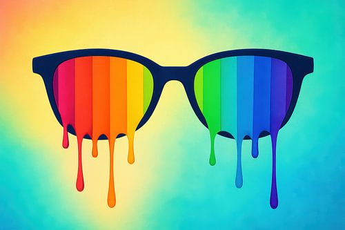 Retro zonnebril met regenboog