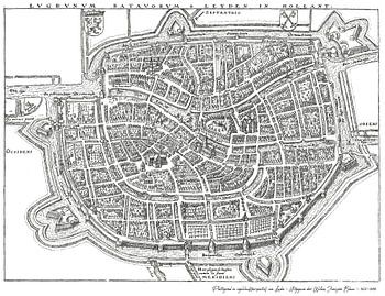 Historische plattegrond Leiden 1612-1648