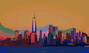 Skyline uitzicht  New Jersey - POPART STYLE - van The Art Kroep