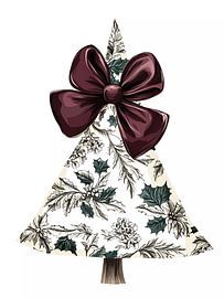 Christmas Tree With Burgundy Bow by haroulita