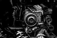 Deutz motorblok in zwart wit