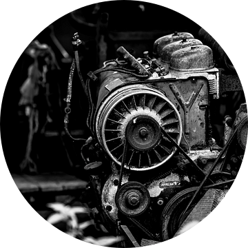 Deutz motorblok in zwart wit