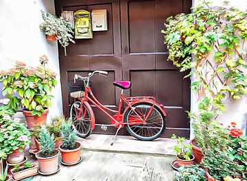 Rode fiets Pienza Toscane van Dorothy Berry-Lound