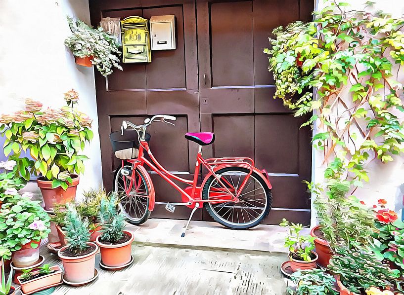 Red Bicyce Pienza Tuscany by Dorothy Berry-Lound