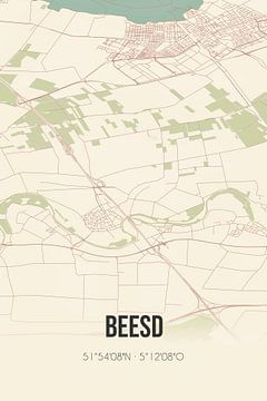 Vintage landkaart van Beesd (Gelderland) van MijnStadsPoster