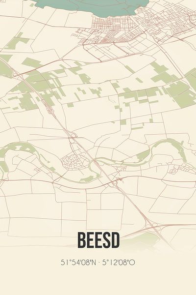 Vintage map of Beesd (Gelderland) by Prints of Place