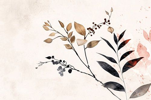 Botanische illustratie in aardetinten