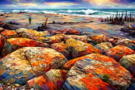 Rocky coastline, New Zealand