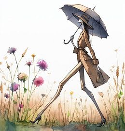 Frau zwischen Wildblumen von Ans Bastiaanssen