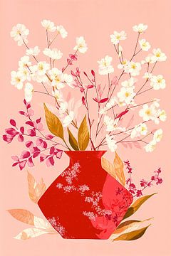 Wild flowers in red Ceramics no.2 by Studio BB