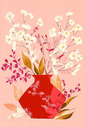 Wild flowers in red Ceramics no.2