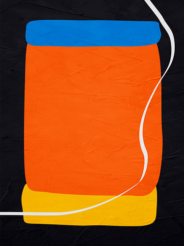Minimalist abstract art featuring organic shapes in warm, colourful tones.