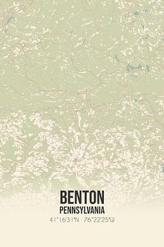 Vintage landkaart van Benton (Pennsylvania), USA. van Rezona