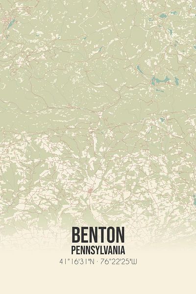 Vintage map of Benton (Pennsylvania), USA. by Prints of Place