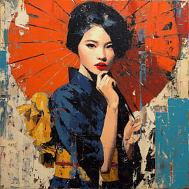 Abstrakte asiatische Frau im Kimono von TheXclusive Art