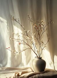 Beige vase with branches by Kaiori Oldenburg