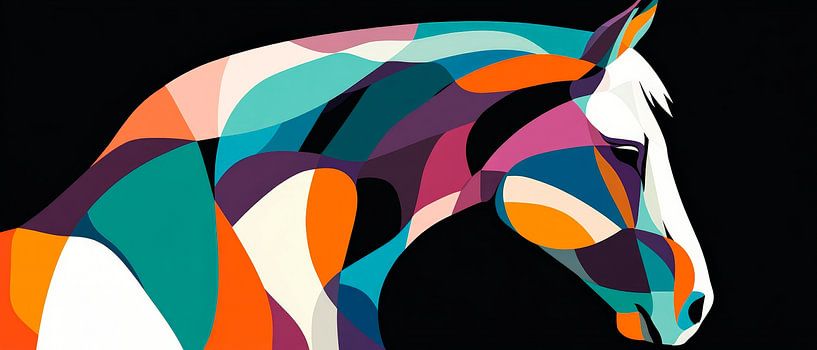 Colourful elegance - coloured horse profile by Poster Art Shop