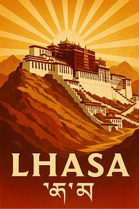 Lhasa Potala Palace Vintage Travel Poster - Tibet Iconic Landmark Kunstdruck