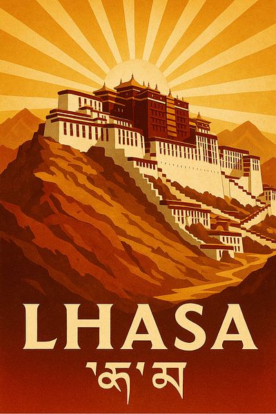 Lhasa Potala Palace Vintage Travel Poster - Tibet Iconic Landmark Art Print par Travel Shop