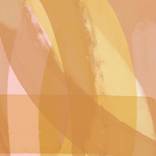 Abstracte kleurrijke kunst in geel en zacht terracotta