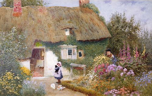 Arthur Claude Strachan,De duiven voeden