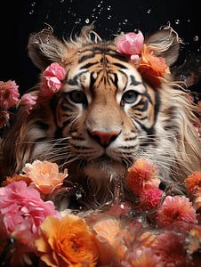 Tiger in Blumen