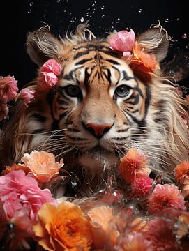 Tigre en fleurs sur Eva Lee