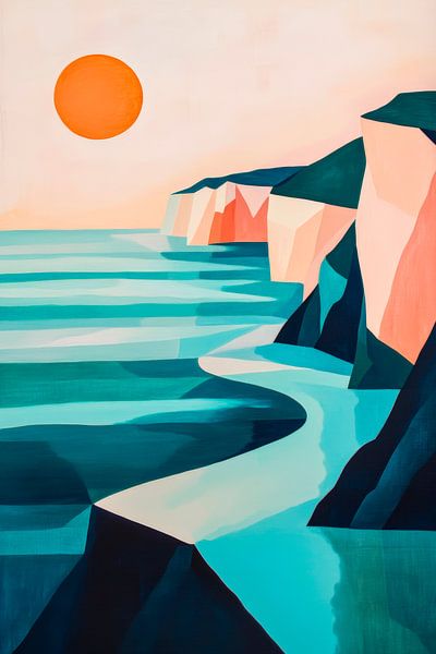 Colourful coastal landscape with sunset by Poster Art Shop