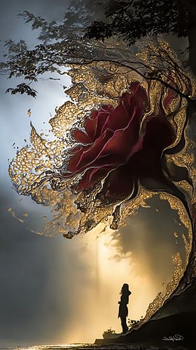 roos in rood, zwart of goud